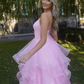 Pink fashion sweet long elegant tulle floor-length ball gown evening gown graduation gown coming of age ceremony gown gh3352