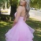 Pink fashion sweet long elegant tulle floor-length ball gown evening gown graduation gown coming of age ceremony gown gh3352