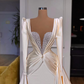 Robe de soirée sirène en satin à épaules dénudées et traîne perlée gh2176