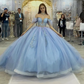 Blau glänzend elegant süß süß exquisite Perlen lange Tüll Prinzessin Ballkleid, Abendkleid, Zeremoniekleid für Erwachsene gh3535