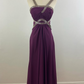 Robe de soirée longue en mousseline de soie et tulle, tenue de bal, de demoiselle d'honneur, violette, charmante, simple et élégante, à volants, bretelles, gh3622