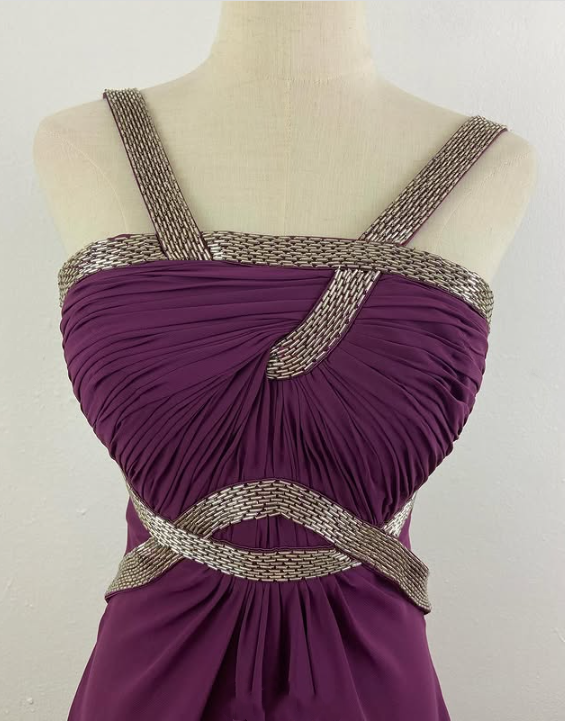 Robe de soirée longue en mousseline de soie et tulle, tenue de bal, de demoiselle d'honneur, violette, charmante, simple et élégante, à volants, bretelles, gh3622