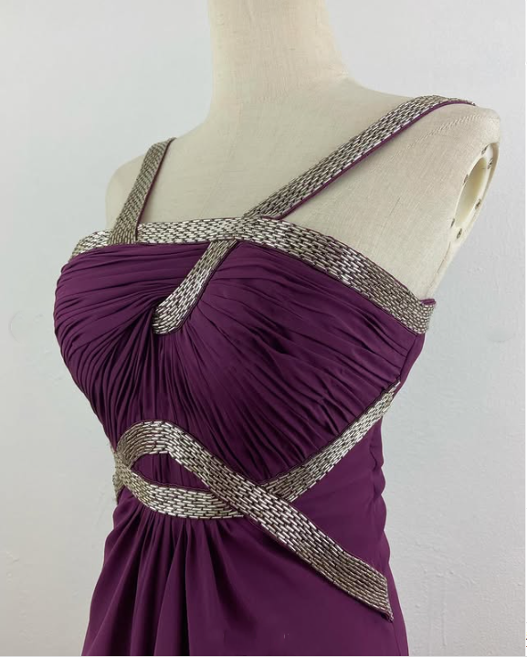 Robe de soirée longue en mousseline de soie et tulle, tenue de bal, de demoiselle d'honneur, violette, charmante, simple et élégante, à volants, bretelles, gh3622