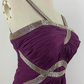 Robe de soirée longue en mousseline de soie et tulle, tenue de bal, de demoiselle d'honneur, violette, charmante, simple et élégante, à volants, bretelles, gh3622