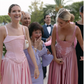 Pink Retro Elegant Square Round Neck A-line Spaghetti Strap Satin Long Evening Dress Birthday Party Dress Bridesmaid Dress gh3717