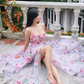 Pink Fashion Elegant Floral Long Chiffon Ball Gown Evening Dress Wedding Guest Party Dress Prom Dress gh3770