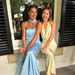 Light Blue Simple Elegant Fashion Long Satin Prom Dress Evening Dress Wedding Guest Party Dress gh3631