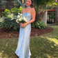 Light Blue Simple Elegant Fashion Long Satin Prom Dress Evening Dress Wedding Guest Party Dress gh3631