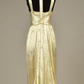 Gelb glänzend elegant Mode exquisite Perlen lange Satin bodenlangen Ballkleid Abendkleid Partykleid gh3586