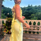 💛🍋Gelbes, modisches, elegantes, langes, schmal geschnittenes Ballkleid aus Satin mit Rüschen, Abendkleid, Gartenpartykleid, Abschlussballkleid, Ballkleid, Partykleid für Hochzeitsgäste, Brautjungfernkleid gh3984