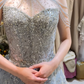 Light blue elegant gorgeous exquisite beaded long Tulle shining ball gown evening dress wedding dress gh4353