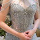 Light blue elegant gorgeous exquisite beaded long Tulle shining ball gown evening dress wedding dress gh4353