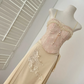 Pink Vintage Floral Applique Long Ball Gown Evening Dress Two Piece Set gh4656