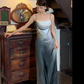Schwarz-weißes, modisches, farbverlaufsloses, schlichtes Schnittdesign, langes, elegantes Satin-Ballkleid, Abendkleid für Hochzeitsgäste, Partykleid gh4730