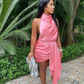 Pink Fashion Short Satin Homecoming Dress Outdoor Holiday Party Dress Cocktail Party Dress gh4810