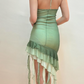 Robe de soirée en mousseline de soie verte brillante à volants, robe de soirée d'anniversaire tendance gh4814