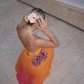 Orange and yellow fashion gradient long chiffon ball gown evening dress travel holiday beach party dress gh4825
