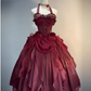 Burgunderrotes süßes, kurzes, formelles Heimkehrkleid aus Tüll, Ballkleid, Geburtstagskleid, gh4909