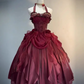 Burgunderrotes süßes, kurzes, formelles Heimkehrkleid aus Tüll, Ballkleid, Geburtstagskleid, gh4909