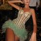 ✨Girlhomeshops-Grünes, glänzendes, wunderschönes, modisches, kurzes Tüll-Heimkehrkleid, Geburtstagspartykleid, gh4994