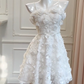 Girlhomeshops -White three-dimensional flower tube top sweet cute short chiffon homecoming dress birthday party dress gh5098