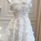 Girlhomeshops -White three-dimensional flower tube top sweet cute short chiffon homecoming dress birthday party dress gh5098
