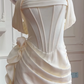 Girlhomeshops -Beige fishbone suspenders sweet simple short satin homecoming dress birthday party dress Prom dress gh5101