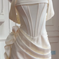 Girlhomeshops -Beige fishbone suspenders sweet simple short satin homecoming dress birthday party dress Prom dress gh5101