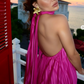 Pink/green fashion V-neck elegant long satin evening dress party dress wedding guest dress maternity dress gh3056