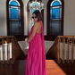 Pink/green fashion V-neck elegant long satin evening dress party dress wedding guest dress maternity dress gh3056