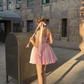Girlhomeshops - Robe de soirée courte en satin rose tendance, robe d'anniversaire gh5271