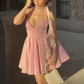 Girlhomeshops - Robe de soirée courte en satin rose tendance, robe d'anniversaire gh5271