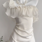 girlhomeshops – Langes weißes Chiffon-Heimkehrkleid mit Rüschen, gh5697