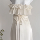 girlhomeshops – Langes weißes Chiffon-Heimkehrkleid mit Rüschen, gh5697