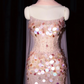 girlhomeshops--Pink Mermaid Sequined Long Tulle Prom Dress Evening Gown gh5701