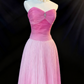 girlhomeshops-Rosa Farbverlauf Trägerloses Langarm-Organza-Kleid gh5822