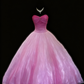 girlhomeshops-Rosa Farbverlauf Trägerloses Langarm-Organza-Kleid gh5822