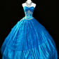 girlhomeshops-Blaues trägerloses langes Organza-Kleid gh5823
