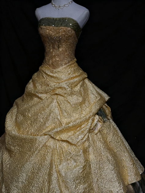 girlhomeshops-Green Field Gilded Dress Luxury Dress Unique Design Fairy Dress Ball Gown  gh5825