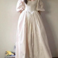 girlhomeshops-White Simple Casual Retro Fashion Long Prom Dress Artistic Puff Sleeve Maternity Dress gh5851