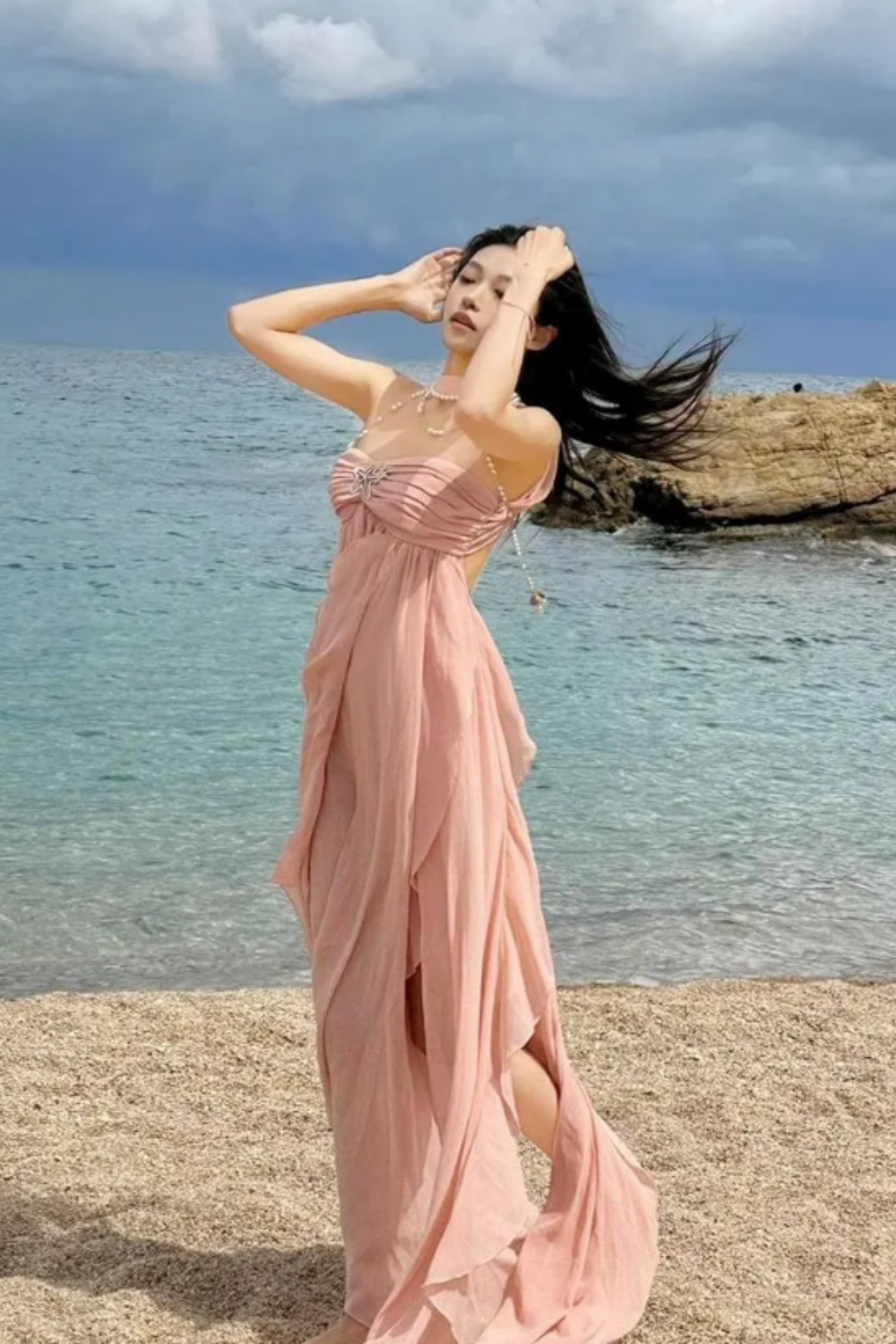 girlhomeshops-Beach vacation dress, wedding guest dress, party dress, casual dress, comfortable dress, fashionable outfitgh5857