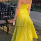 girlhomeshops-Yellow Fashion Long Satin Prom Dress Simple Graduation Dress Business Dress Formal Dress gh5863