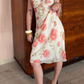 girlhomeshops-Floral Chiffon Ruffled Shoulder Strap Chill Mid-Length Dress gh5864