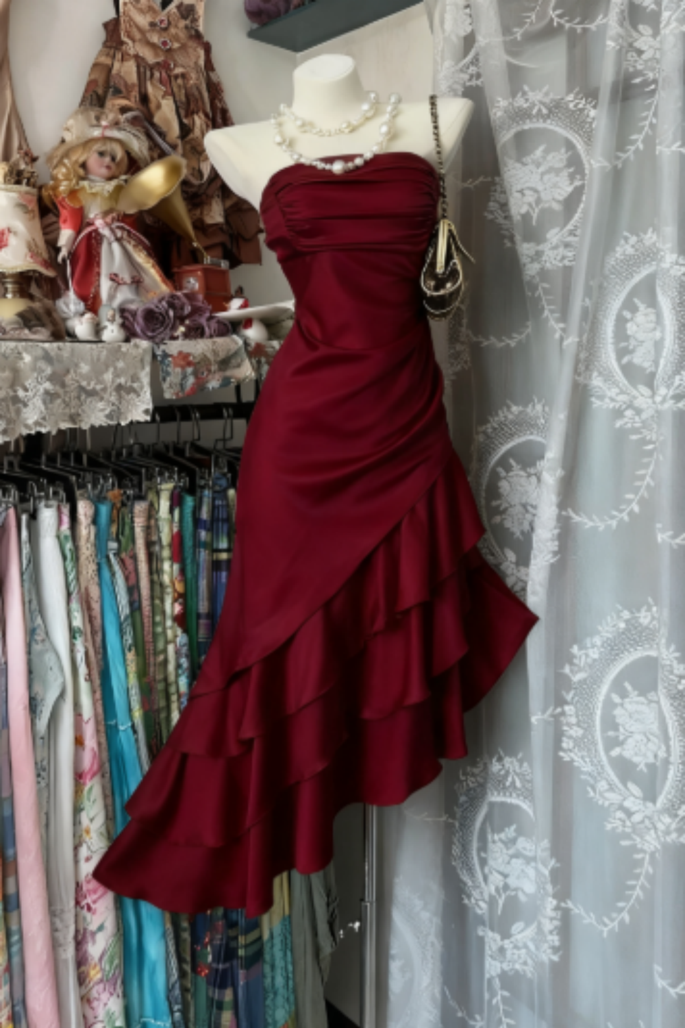 Girlhomeshops-Champagne Short Ruffle Satin Homecoming Dress Birthday Dress gh5246