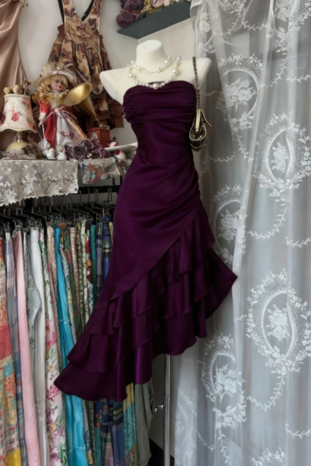 Girlhomeshops-Champagne Short Ruffle Satin Homecoming Dress Birthday Dress gh5246