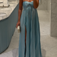 girlhomeshops-Blue Tube Top Fashion Elegant Long Wedding Guest Dress Party Dress gh5924