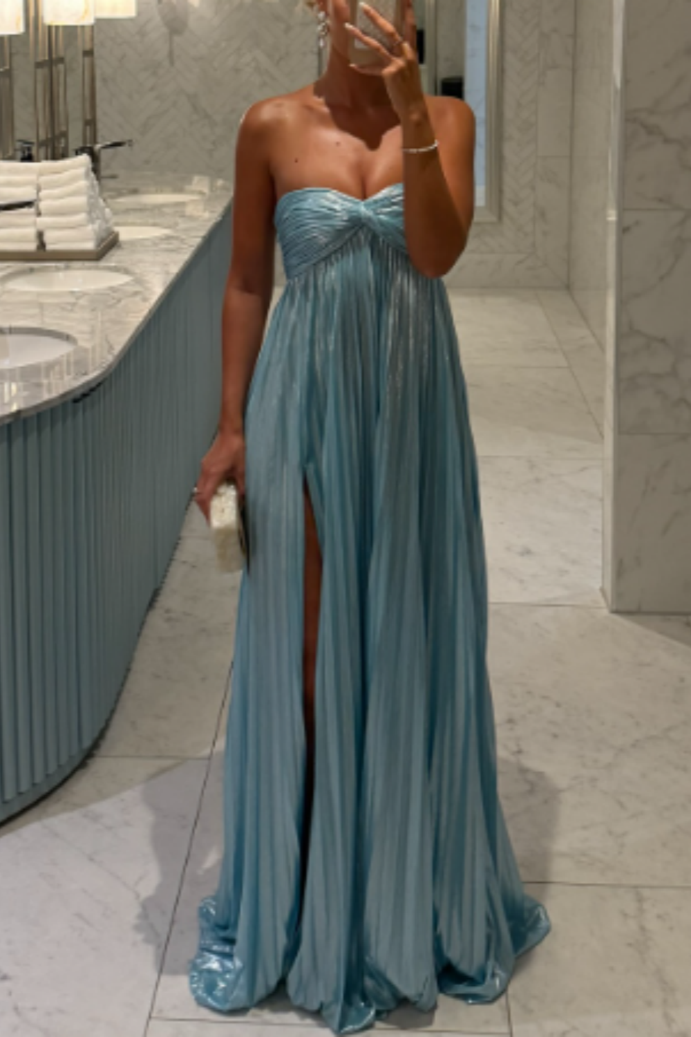 girlhomeshops-Blue Tube Top Fashion Elegant Long Wedding Guest Dress Party Dress gh5924