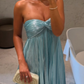 girlhomeshops-Blue Tube Top Fashion Elegant Long Wedding Guest Dress Party Dress gh5924