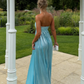 girlhomeshops-Blue Tube Top Fashion Elegant Long Wedding Guest Dress Party Dress gh5924
