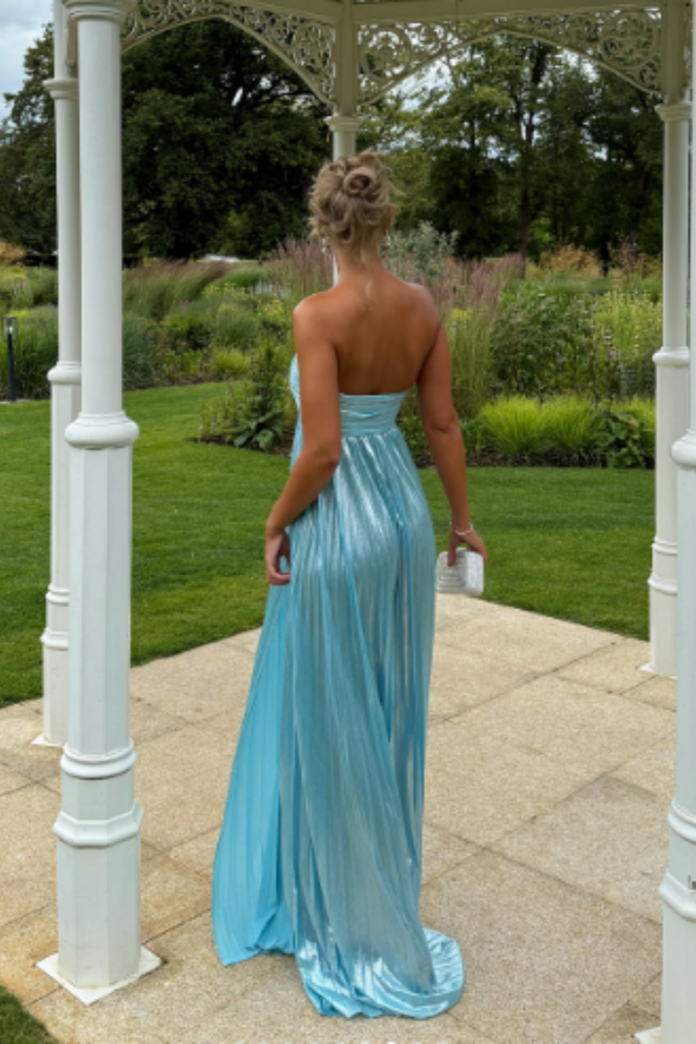 girlhomeshops-Blue Tube Top Fashion Elegant Long Wedding Guest Dress Party Dress gh5924